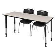 REGENCY Tables > Height Adjustable > Rectangular Table & Chair Sets, 60 X 30 X 23-34, Maple MT6030PLAPBK40BK
